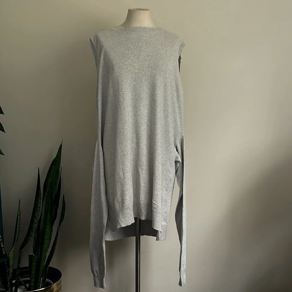 CURRENT/ELLIOTT Cotton Cashmere Mix Gray Sleeveless Sweater Dress sz Large 3 - Picture 4 of 8